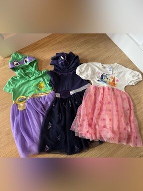 Dress Bundle-Teenage Mutant Ninja Turtle Purple, Bluey Pink, Black Panther Navy
